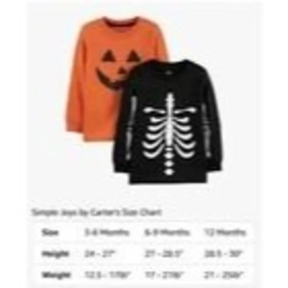 Carter's Simple Joy Long-sleeve Halloween Tees 6-9 Months - NWT